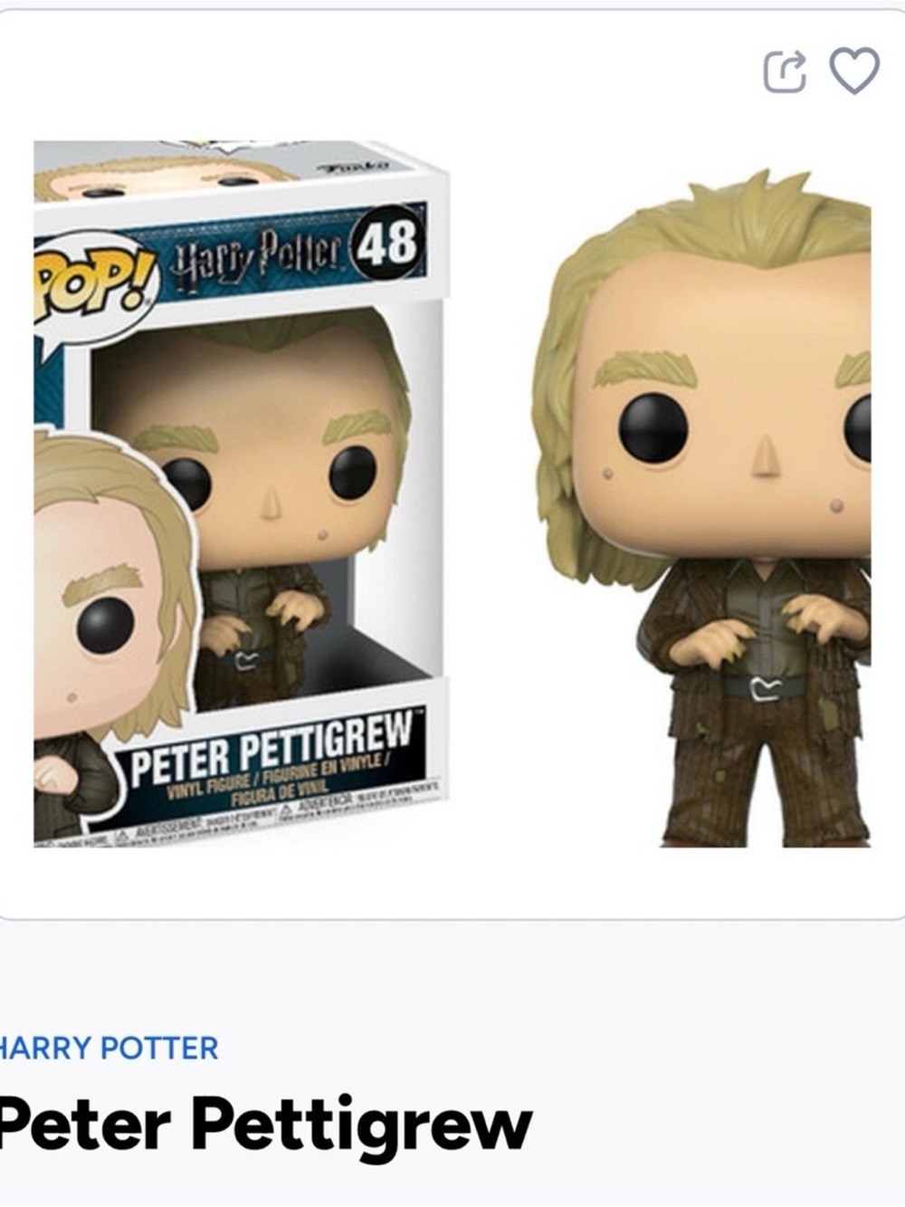Funko POP! Peter Pettigrew Blonde Vinyl Figure - Brown Outfit- 48